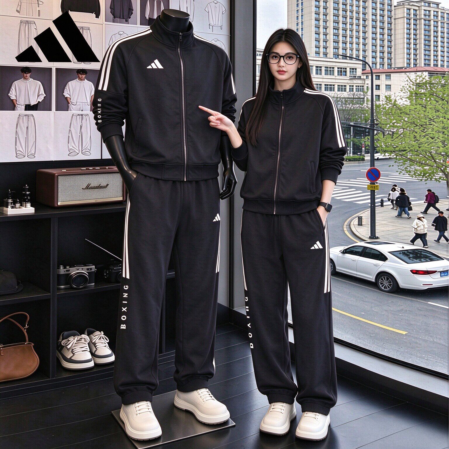 Adidas 阿迪达斯运动套装男女休闲健身运动服外套长裤上衣正品