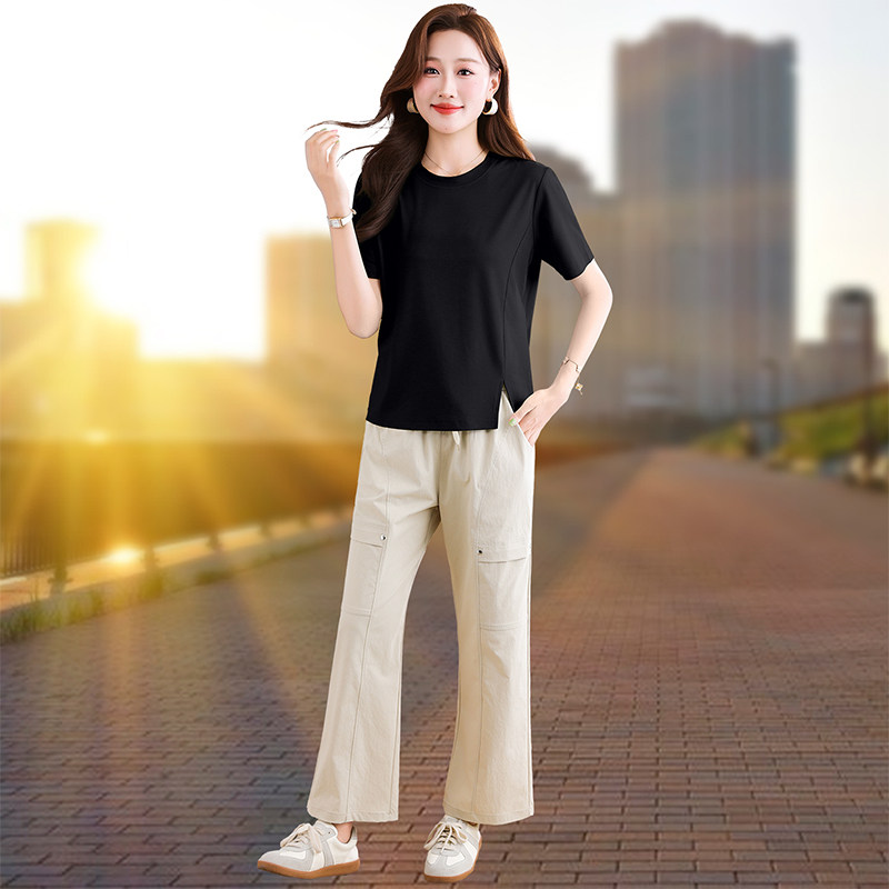 【官方品牌】休闲套装女2026夏季新款时尚百搭透气短袖套头两件套
