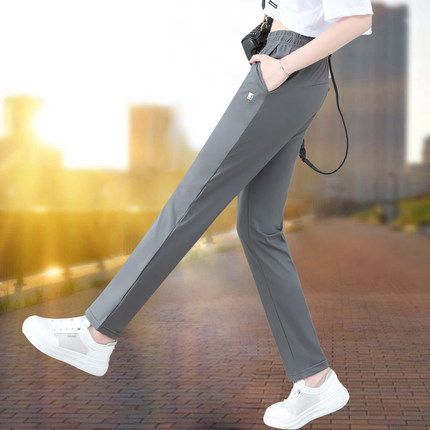 冰丝休闲裤女夏季2026新款时尚薄款透气宽松高腰显瘦直筒速干长裤