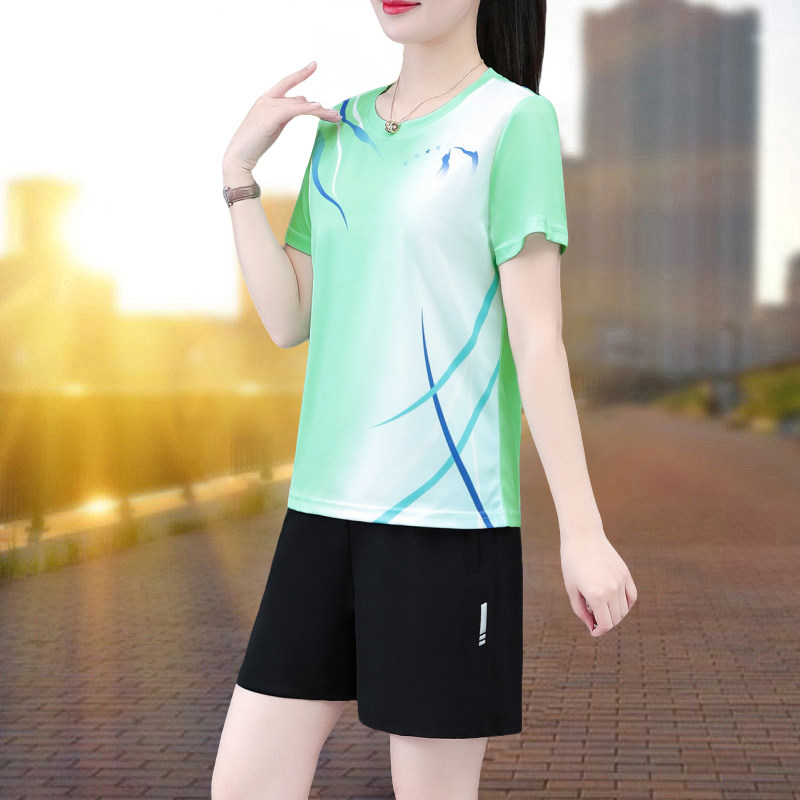 【官方品牌】运动时尚套装女2026新款夏日短袖短裤跑步休闲两件套