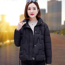黑色羽绒棉服女冬季2024年新款中年妈妈减龄加厚保暖立领短款棉衣