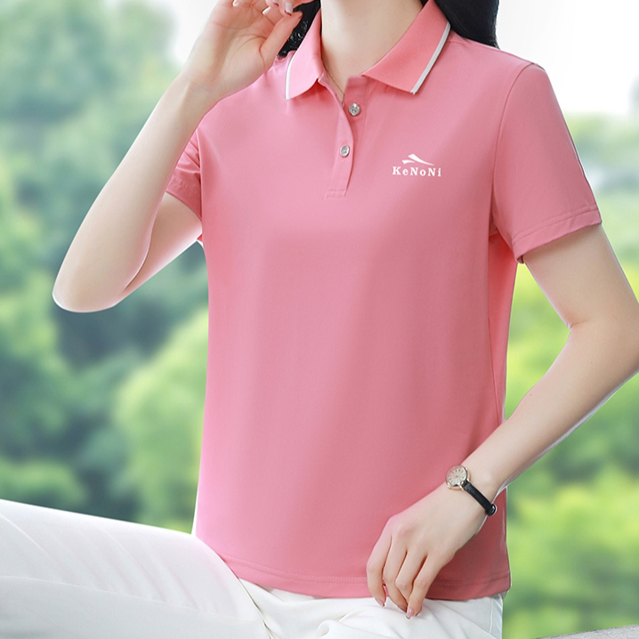 【官方品牌】冰丝T恤女2026夏季凉爽冰凉POLO衫短袖翻领通勤上衣
