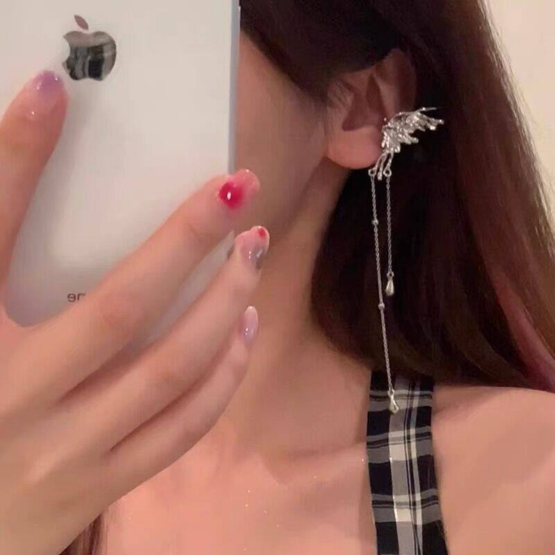 天使之翼 蝴蝶流苏耳环女夏小众高级感耳挂耳夹无耳洞耳骨夹耳饰