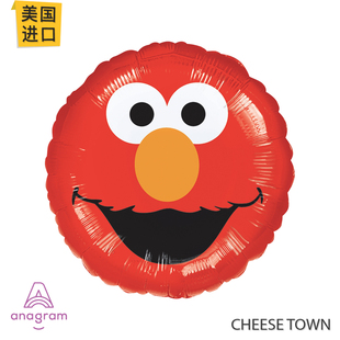 美国进口A牌Anagram艾摩笑脸18寸圆形铝膜气球芝麻街红色怪兽ELMO