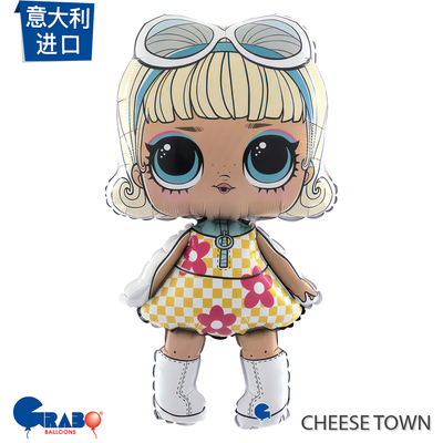 意大利进口惊喜娃娃LOL加油女孩铝膜气球Grabo拆拆球玩具生日装饰