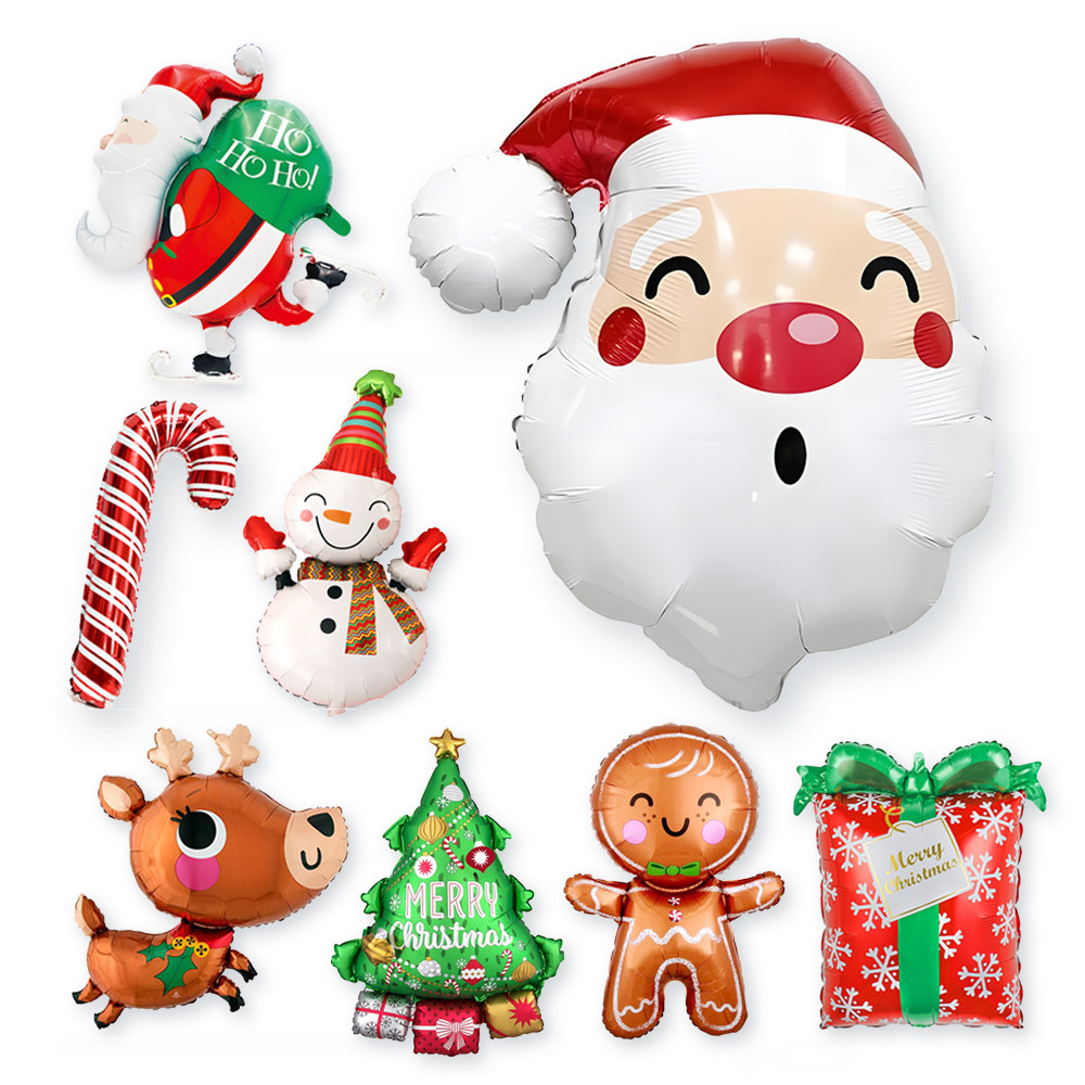 圣诞老人姜饼人雪人礼包铝膜气球