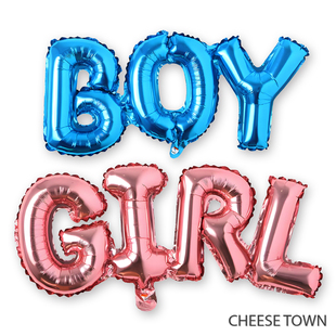 美版BOY/GIRL连体字母铝膜气球 猜男孩女孩性别揭晓派对布置装饰
