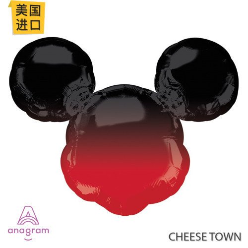 [特价] 美国Anagram永恒的米奇剪影铝膜气球迪士尼Mickey红黑渐变
