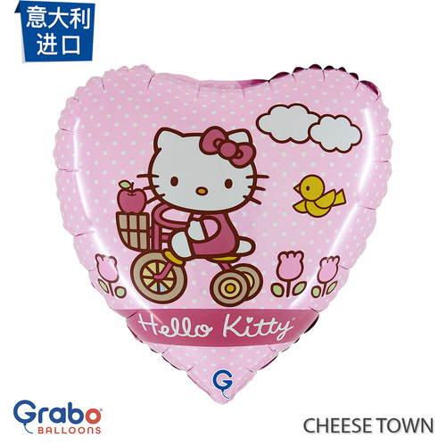 意大利进口18寸骑单车的凯蒂HelloKitty铝膜气球Grabo哈喽凯蒂