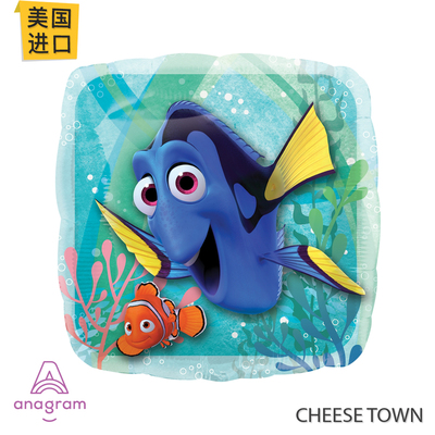 美国进口A牌Anagram寻找多莉17寸方形铝膜气球 尼莫鱼小丑鱼Dory