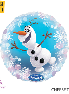 美国进口A牌Anagram冰雪奇缘雪宝18寸圆形铝膜气球 卡通蓝白色