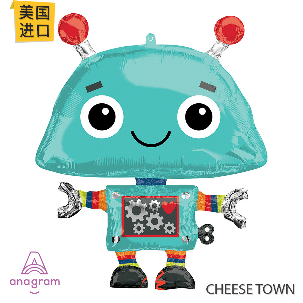 美国进口a牌anagram大眼机器人铝膜气球 ai智能萌萌自动智能robot