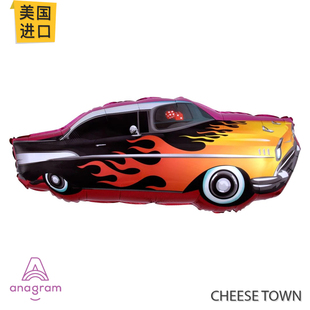 美国进口Anagram摇滚跑车铝膜气球 风火轮复古赛车美式肌肉跑车