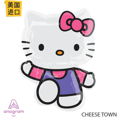 卡通萌星粉紫背带裤KITTY铝膜球