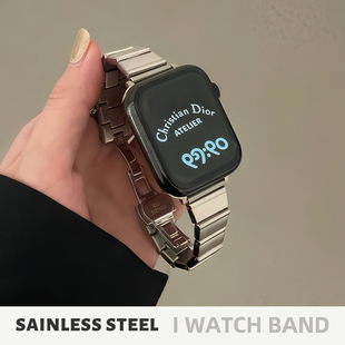 适用iwatch苹果手表带s11夏天新款 小蛮腰applewatch9 s10金属女款