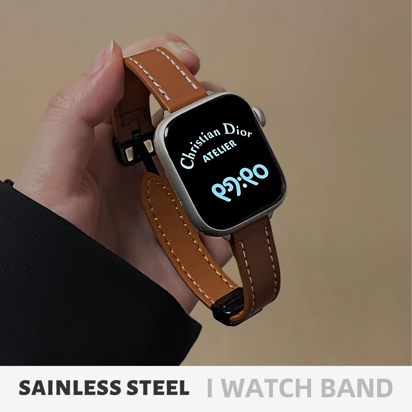 适用iwatch真皮磁吸扣小蛮腰表带