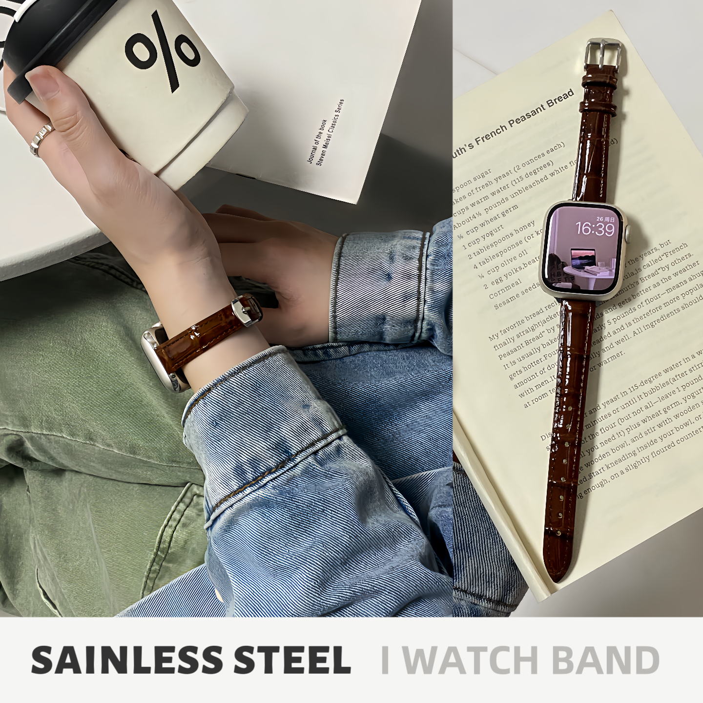 适用iwatch真皮小蛮腰表带