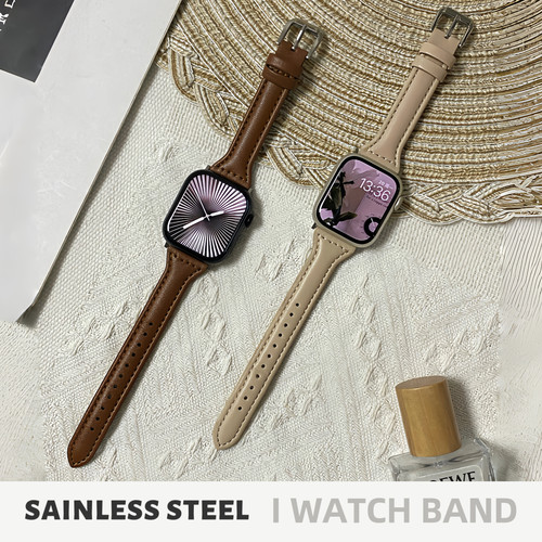 适用iwatch真皮小蛮腰秋冬表带