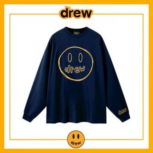 纯棉打底衫 Drew圆圈笑脸长袖 T恤男潮牌高街贾斯汀比伯宽松情侣款