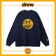 Drew做旧笑脸长袖 T恤男潮牌欧美高街贾斯汀比伯宽松情侣纯棉上衣