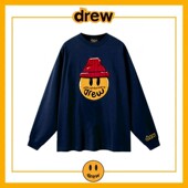 高街纯棉宽松情侣FOG圆领打底衫 Drew笑脸趣味长袖 T恤小众潮牌美式