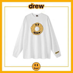 Drew笑脸甜甜圈长袖T恤美式潮牌比伯同款宽松高街FOG情侣纯棉上衣