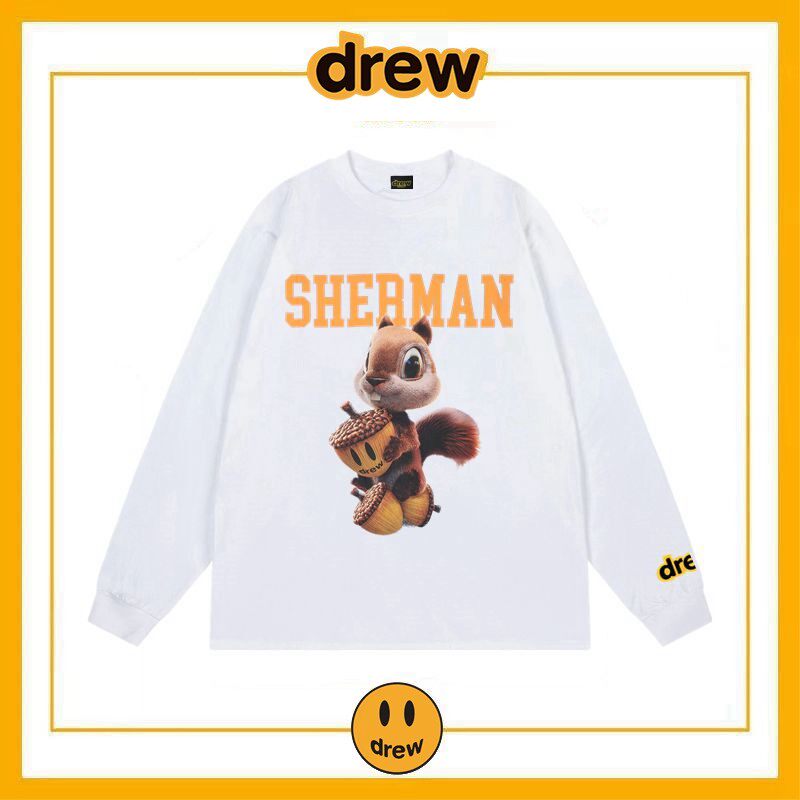 Drew笑脸3D松鼠长袖T恤男图片