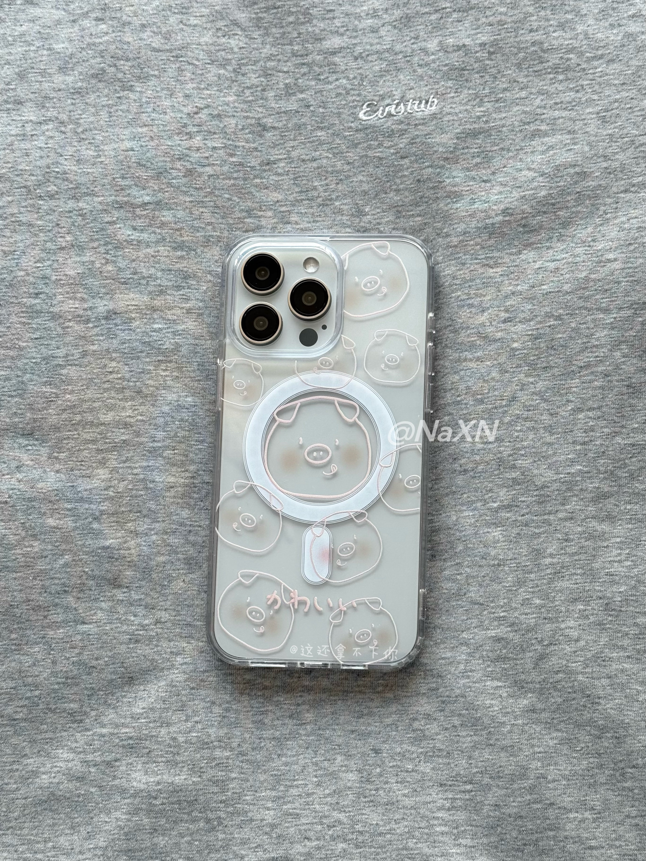 ins风可爱粉色小猪适用于iphone17ProMax手机壳新款15pro卡通大孔磁吸全包保护套16透明硅胶软壳