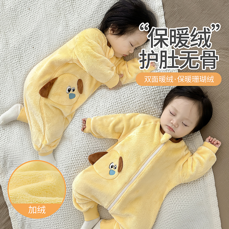 宝宝冬季睡袋加绒保暖连体衣