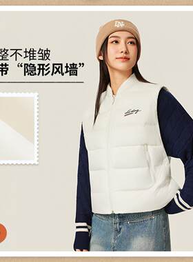 李宁正品2025秋冬款女子轻薄立领简约百搭鸭绒羽绒马甲AMRV040