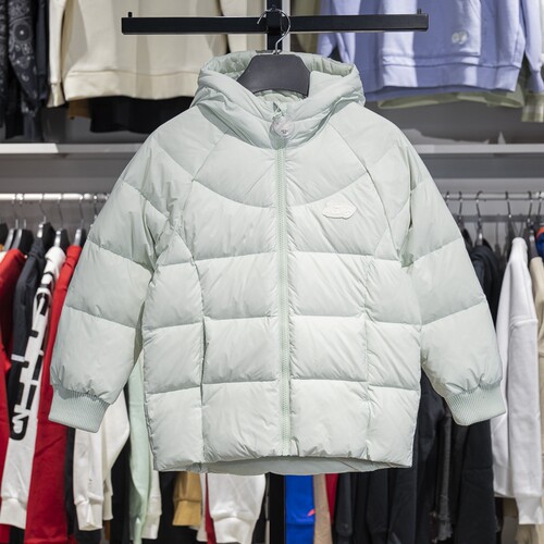 李宁正品2024冬季新款女大童抗寒保暖宽松中连帽羽绒服YYMU008-2