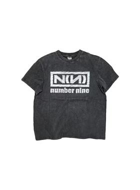 Lmyer Number Nine Archive基础标语黑色水洗宽松T恤短袖Ins同款