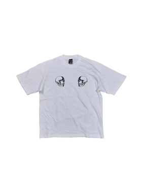 Lmyer Number Nine 骷髅双头宽松休闲黑白双色短袖 情侣同款 T恤