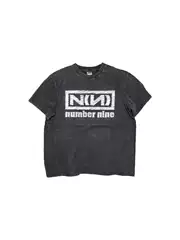 Lmyer Number Nine Archive Basic Slogan Black Washed Loose T-Shirt Short Sleeve ins Same Style