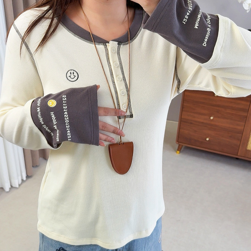 凌梦梦家25年秋冬季新款200斤大码女装胖mm拼接长袖秋冬打底衫女