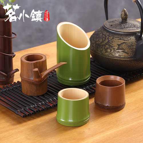 竹杯子水杯田园风天然竹制家用小号日式酒杯复古手工绿色竹筒茶杯 - 封面