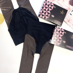 飘花伊人669打底裤 黑透肤连袜子高腰收腹提臀黑丝假透肤色真透肤