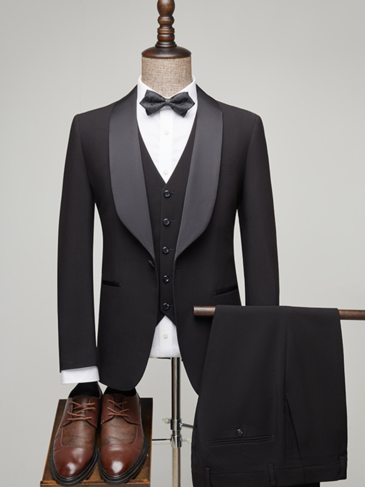 BLACK SHAWL COLLAR SUIT MALE GROOM WEDDING SLIM FIT DRESS MENS SUIT BUSINESS FORMAL DRESS HOST DRESS