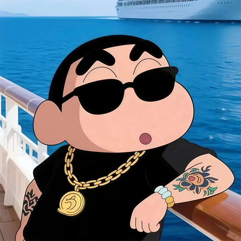 大金链子蜡笔小新贴画客厅卧室车身墙面装饰卡通动漫海报防水自粘