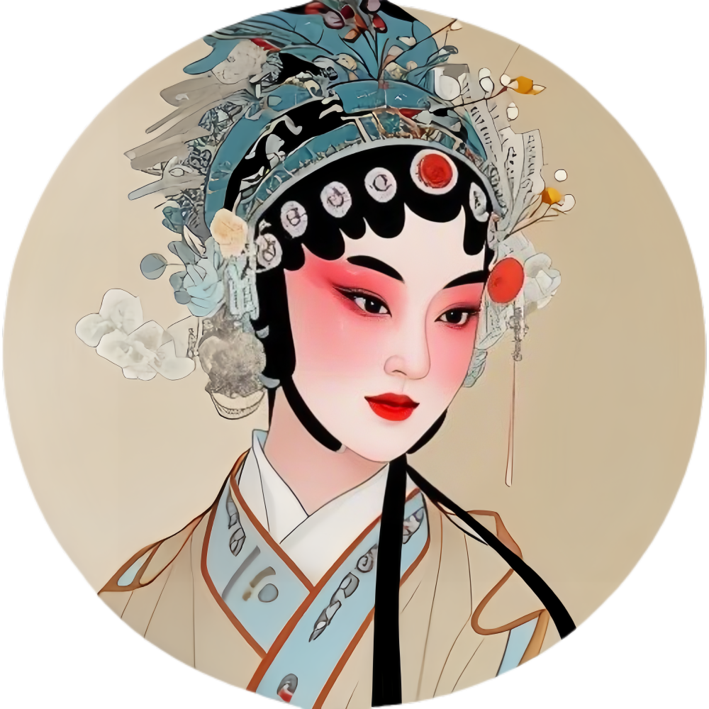 新中式圆形戏曲人物贴画客厅卧室书房装饰自粘贴纸中国风防水防晒图片