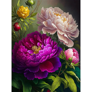 中式花开富贵牡丹贴纸自贴卧室客厅墙面走廊装饰室内门窗自粘防水