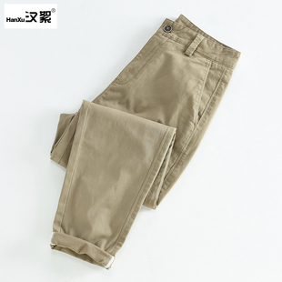 直筒卡其裤 汉絮50支精纺弹力棉男装 纯色百搭男裤 春秋季 子 休闲长裤