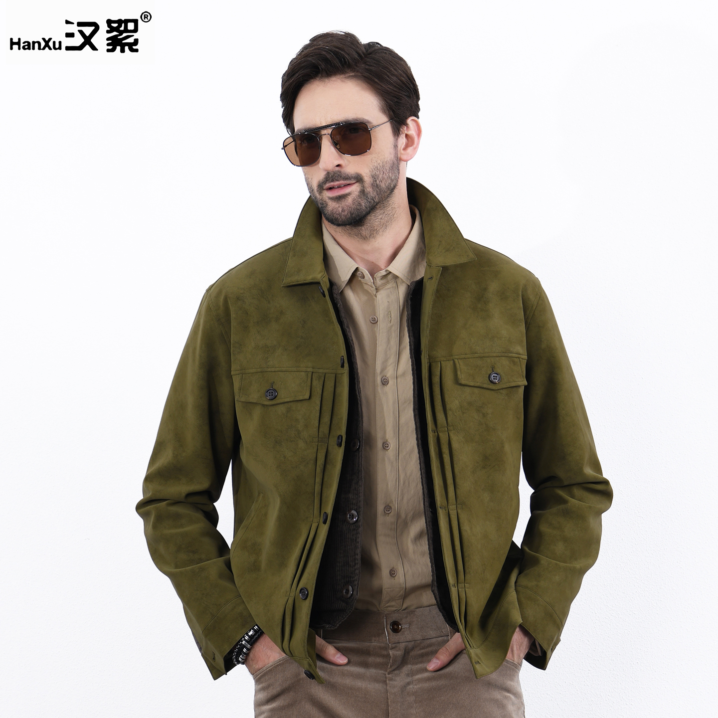 美式复古机车外套PU麂皮夹克工装