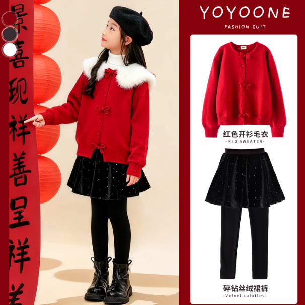 女童秋冬假两件裙裤2025新款儿童冬装加绒加厚小女孩新年亮片裙子,童装/婴儿装/亲子装,裤子,淘宝优惠券,粉丝福利购,淘宝优惠卷