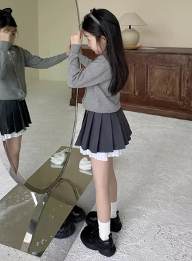 童春夏装jk儿童2026新款百褶裙洋气女孩学院风半身裙时髦西装短裙