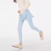 瑜伽裙裤 女童鲨鱼裤 高弹蜜桃假两件斜搭片密边运动legging打底裤