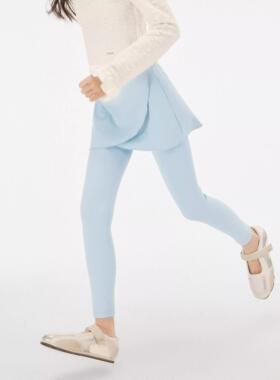 女童鲨鱼裤高弹蜜桃假两件斜搭片密边运动legging打底裤瑜伽裙裤9