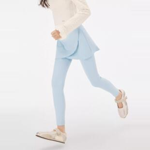 女童鲨鱼裤高弹蜜桃假两件斜搭片密边运动legging打底裤瑜伽裙裤9