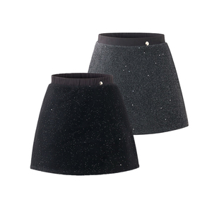 女孩秋冬加厚毛呢半身裙百搭包臀裙短裙9女童小香风闪满天星A字裙