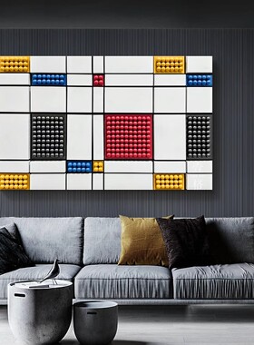 定制装饰画台球厅轻奢现代抽象几何立体客厅玄关酒店木雕挂画